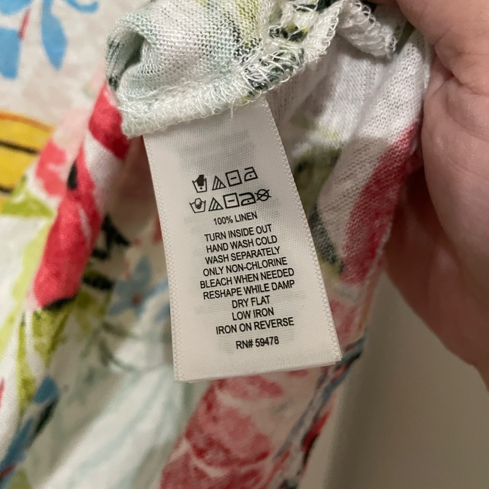C&C California 100% Linen Tropical Fruit Print Top - Large - Picture 4 of 6